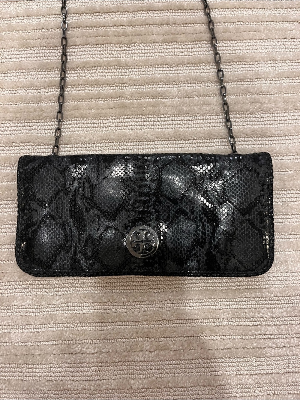 Tory Burch Embossed Leather Chain-strap Wallet Crossbody